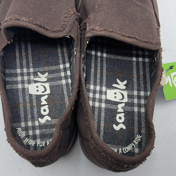 Sanuk Vagabond Mens 9.5 Dark Brown Slip-On Sneaker LX Comfort Casual Shoes - Picture 8 of 12